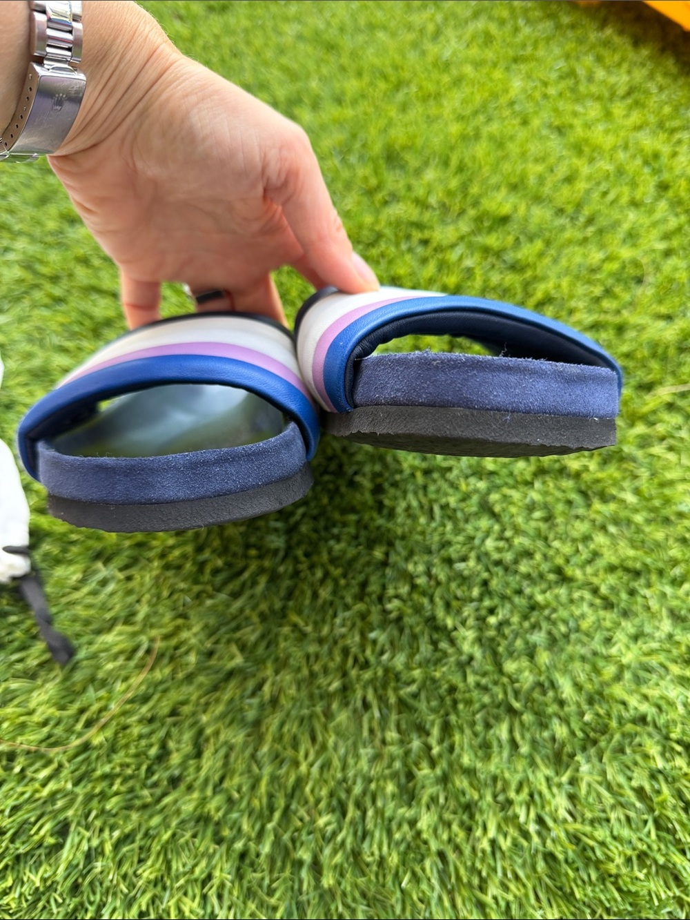 Isabel Marant size 37 Navy Slide Sandals with Blue, Pink and White Straps - Picture 7 of 14